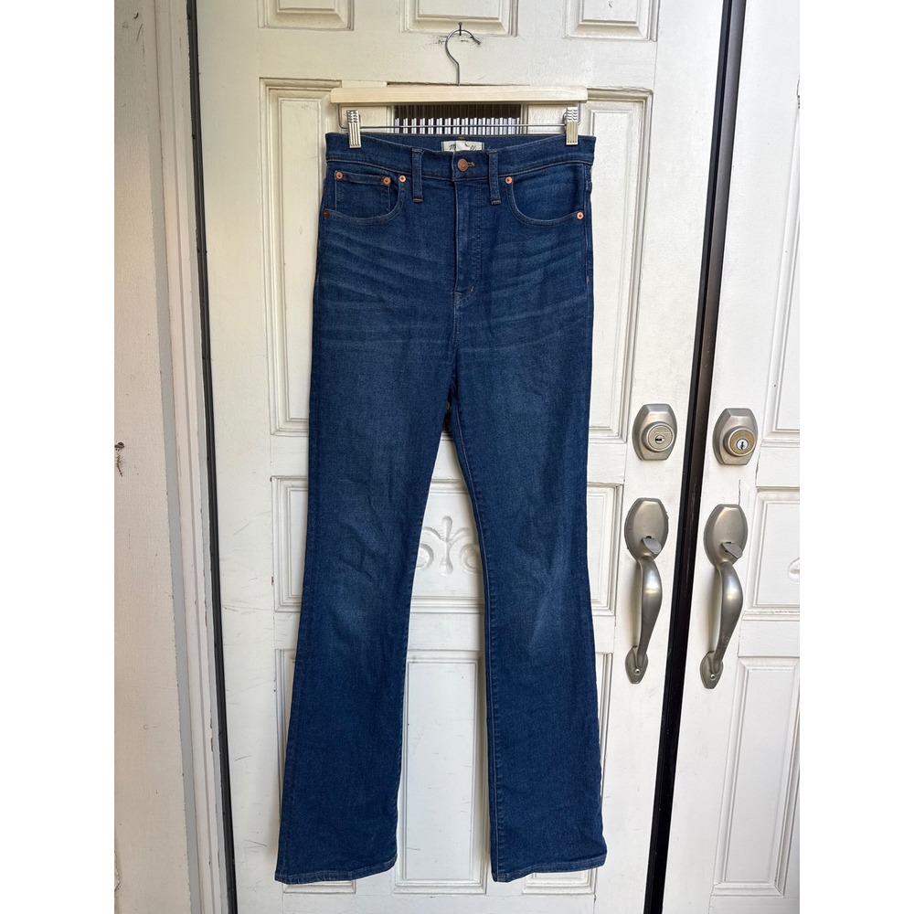 Madewell Skinny Flare Jeans High Rise Dark Wash Tall Indigo Denim Size 28T